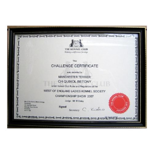 Kennel Club Certificate Frame